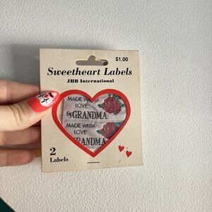 Vintage JHB International Sweetheart Labels 2 Made With Love By GRANDMA Sewing
